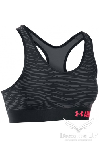 Čierno-sivá športová podprsenka Armour Mid Bra Printed 016