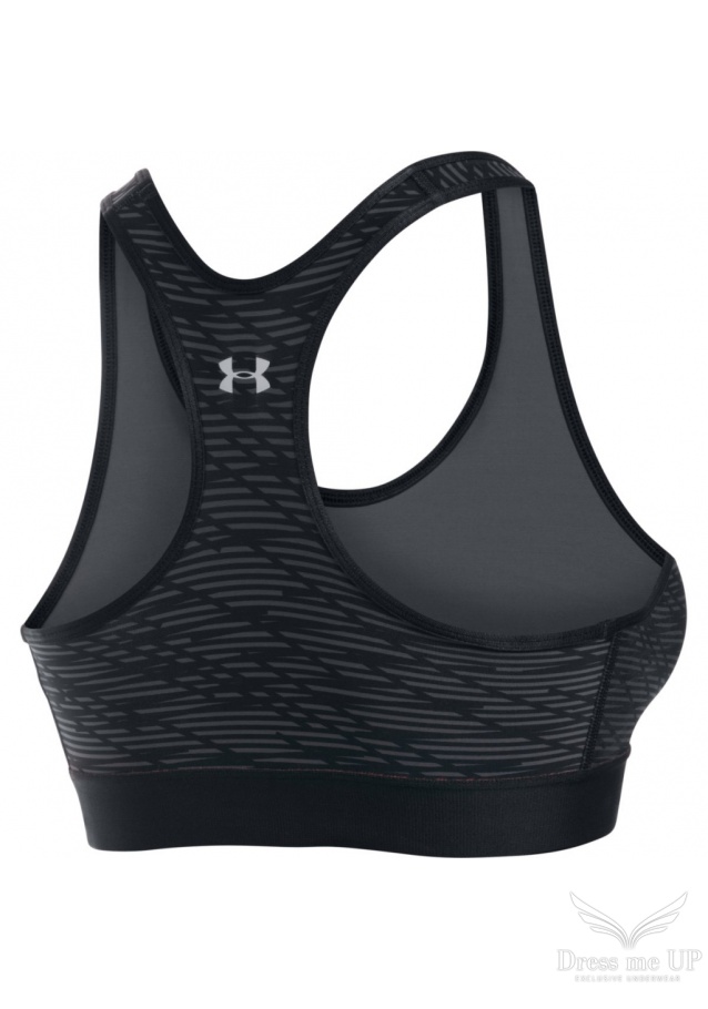 Čierno-sivá športová podprsenka Armour Mid Bra Printed 016